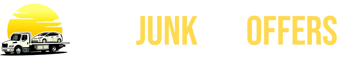 Best Junk Car Offers logo featuring a tow truck and yellow sun