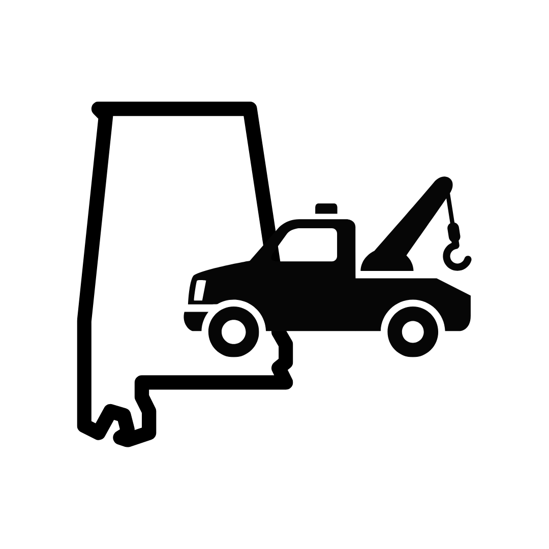 Tow truck over the state of Alabama outline